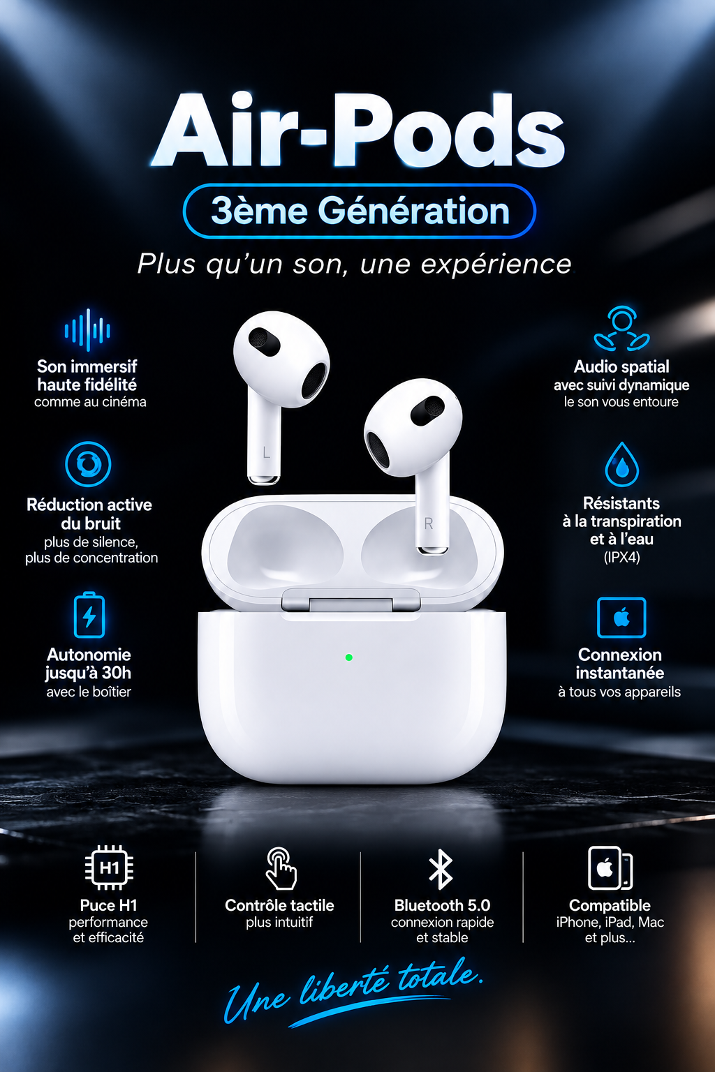 Air-Pods Pro ⭐️ : Expérience Audio Haute Fidélité (1 Mois de Garantie Inclu