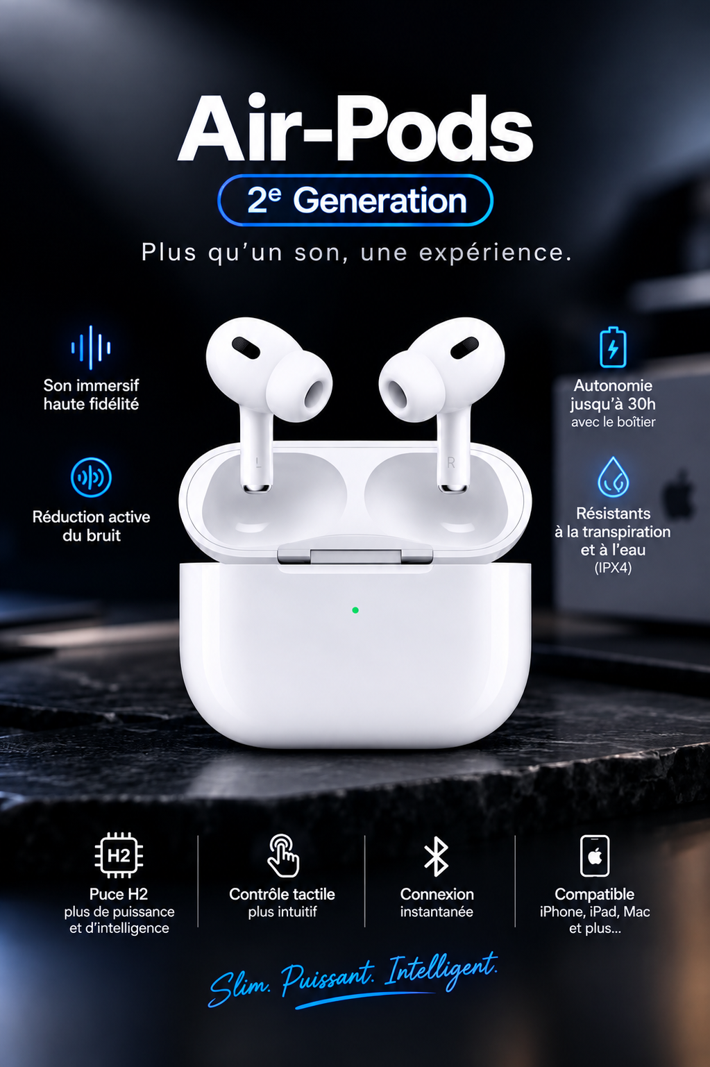 Air-Pods Pro ⭐️ : Expérience Audio Haute Fidélité (1 Mois de Garantie Inclu